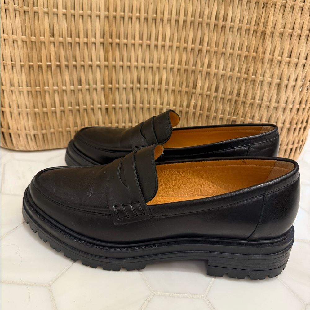 Sezane Black Leather Loafers NEVER WORN